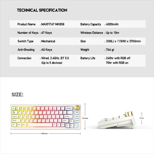 Fantech keyboard MK858 MAXFIT67