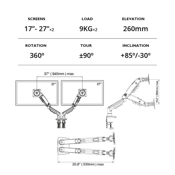 NB Monitor Dual Arm stand F160