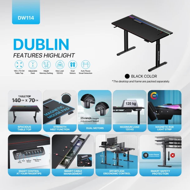 Fantech Work Station Gaming Table DW 114 DUBLIN