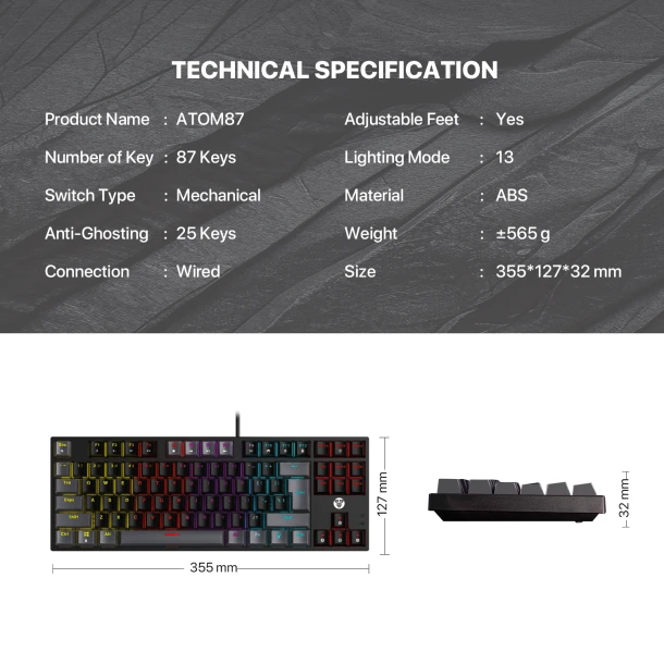 Fantech keyboard MK876 V2 ATOM
