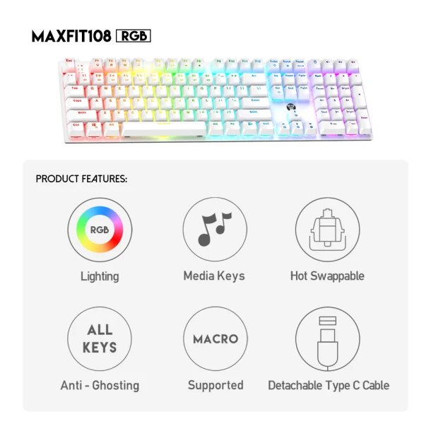 Fantech keyboard MK855 MAXFIT108