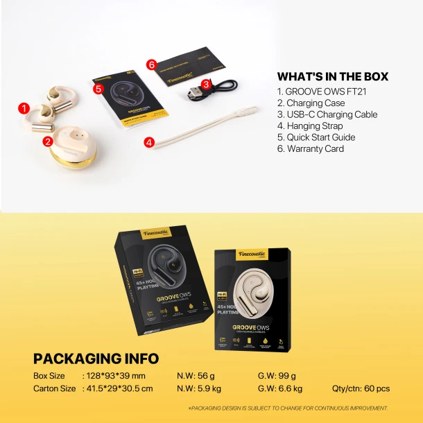 Finecoustic Open Wearable EarBuds FT21 GROOVE OWS