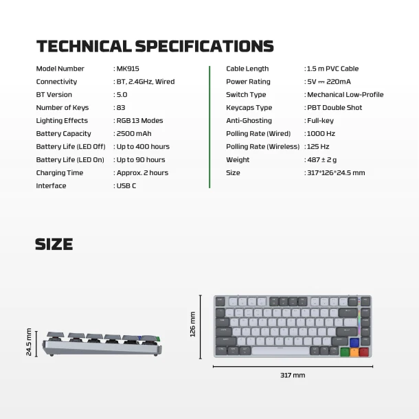 Fantech keyboard MK915 SUPER MAXFIT Air83