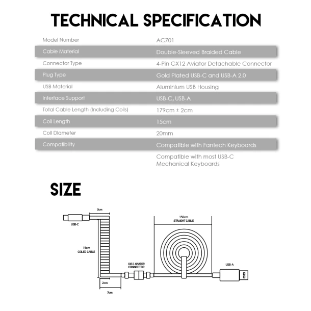 Fantech Coiled Cable Ac701