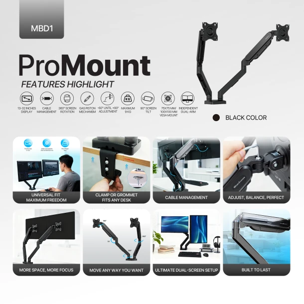 Work Station Monitor Bracket MBD1 PRoMount