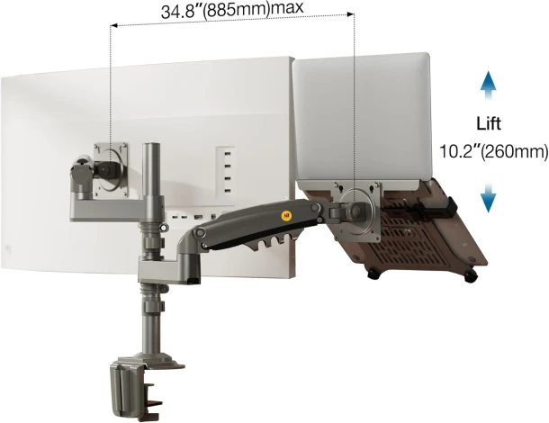 NB Monitor Dual Arm stand with Laptop stand H180 FP-2