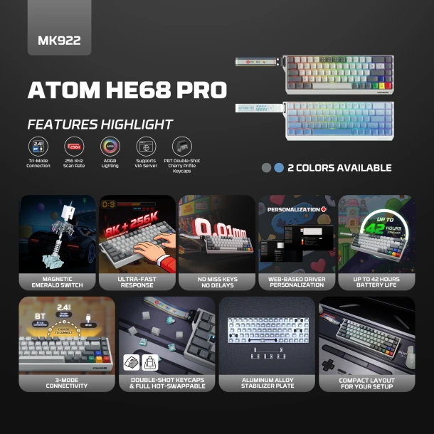 Fantech keyboard MK922 TH Atom HE68 Pro