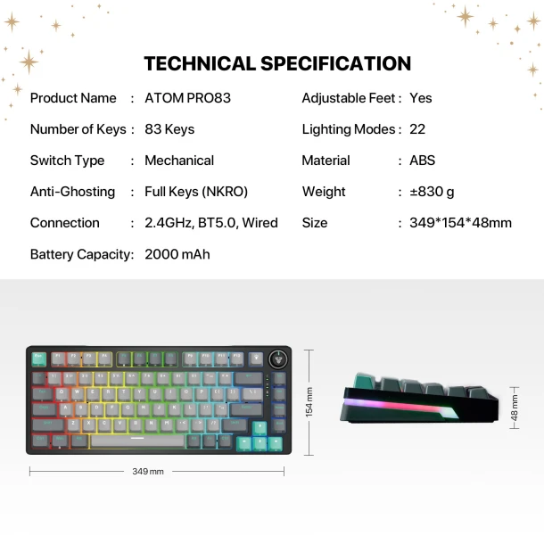 Fantech keyboard MK913 ATOM PRO83