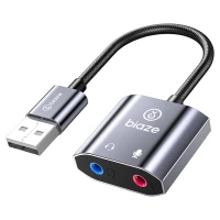 Biaze USB Sound Card to 3.5mm Dual Jack Adapter