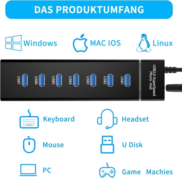 Usb hub 3.0 7 port