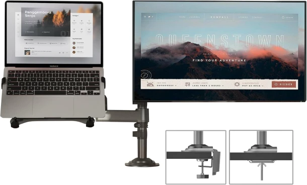 NB Monitor Dual Arm stand with Laptop stand H180 FP-2
