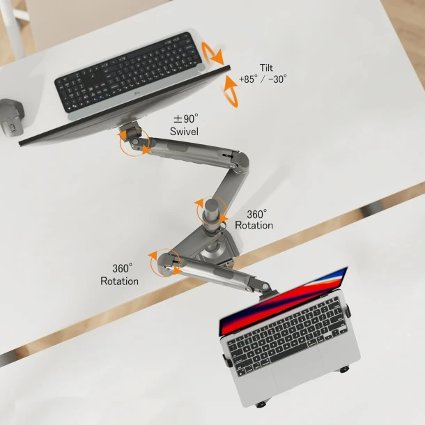 NB Monitor Dual Arm stand with Laptop stand H180 FP-2