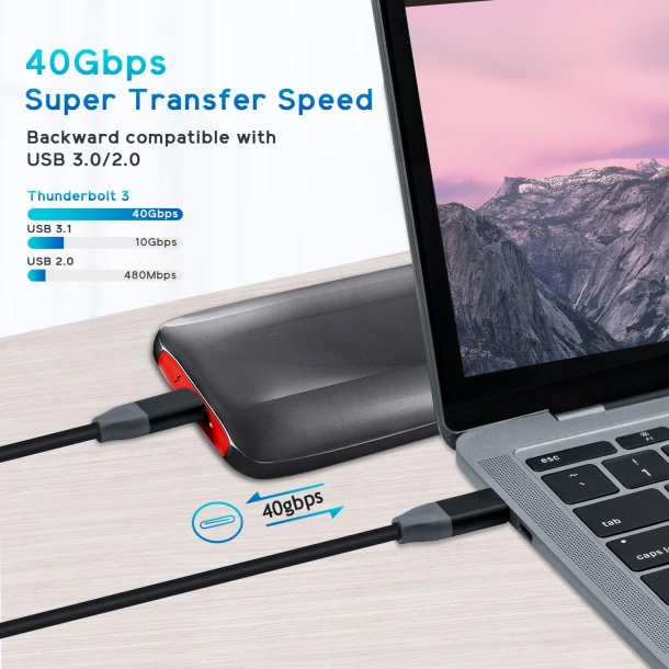 Usb-C to Usb-C Thunderbolt 3.0 Data Transfer Cable