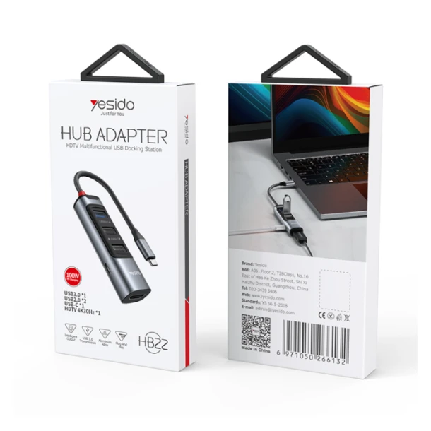 Yesido Adapter Hub 5in1 USB-C HB22
