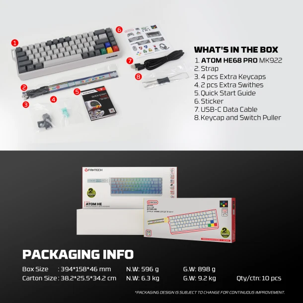Fantech keyboard MK922 TH Atom HE68 Pro