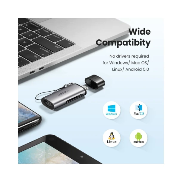 UGREEN Adapter USB-C TF + SD Card Reader