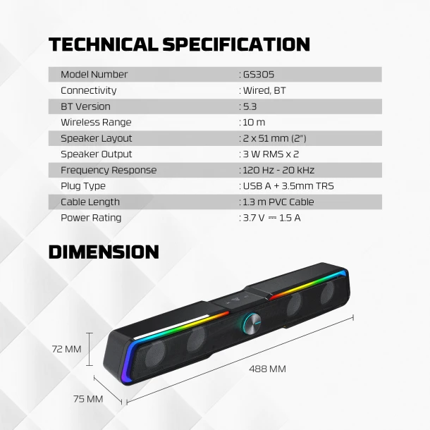 Fantech Speaker GS305 BEAT BAR