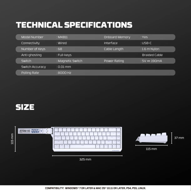 Fantech keyboard MK811 Atom HE68