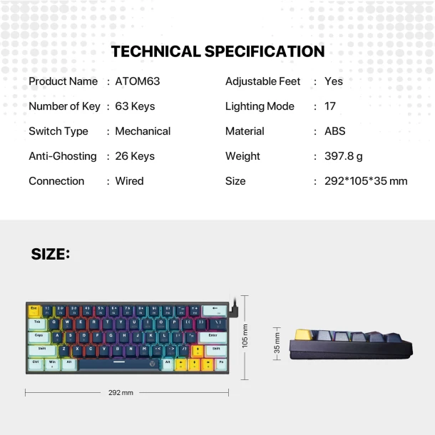 Fantech keyboard MK874 V2 ATOM63