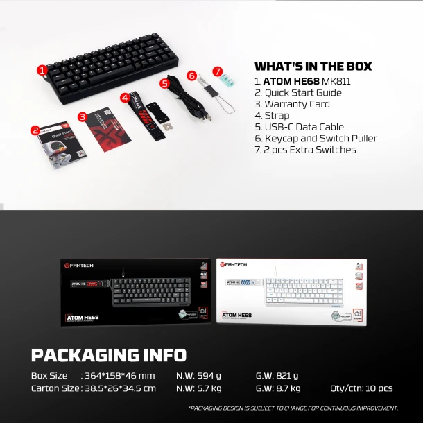 Fantech keyboard MK811 Atom HE68