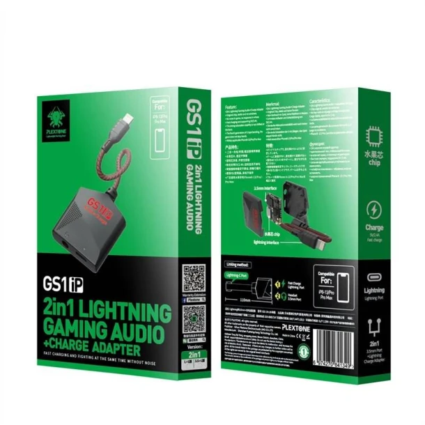 Plextone Adapter GS1 IP 2in1 Lightning 3.5