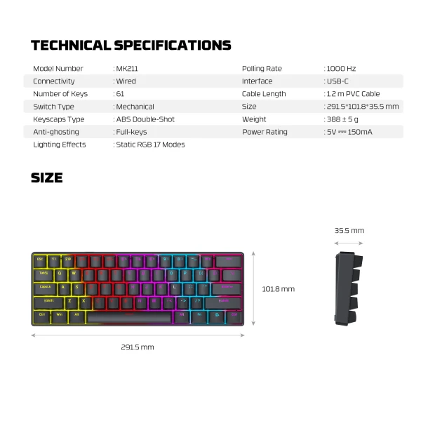 Fantech Keyboard MK211 ATOM61
