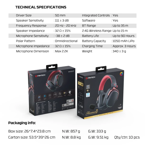 Fantech Wireless Headphone WHG02P HARMONY