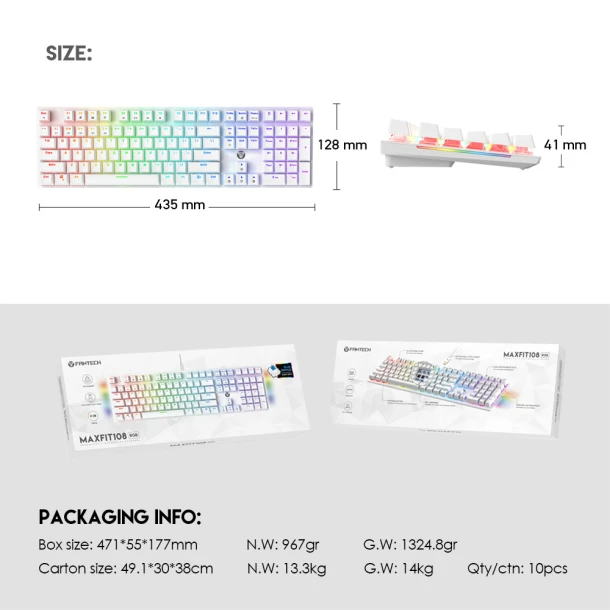 Fantech keyboard MK855 MAXFIT108