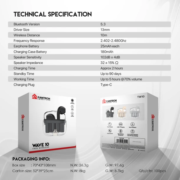 Fantech EarBuds TW10 WAVE