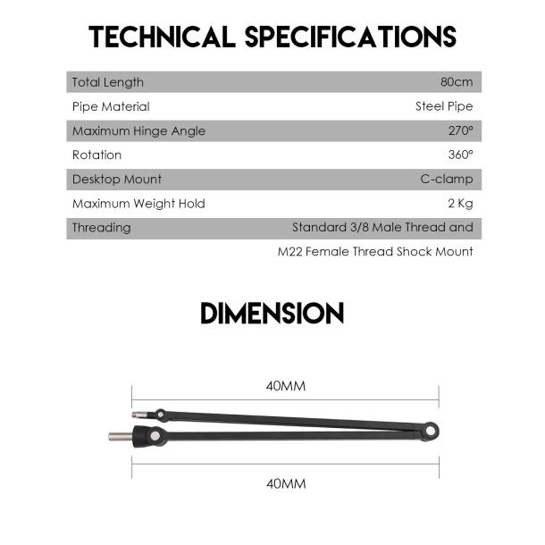 Fantech Microphone Boom Arm AC902s