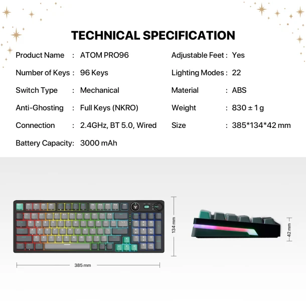 Fantech keyboard MK914 ATOM PRO96