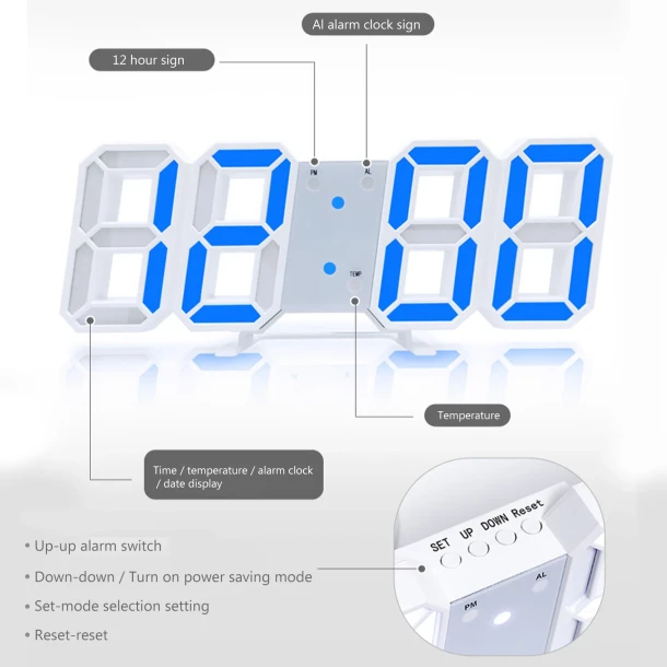 3D Led Table Clock
