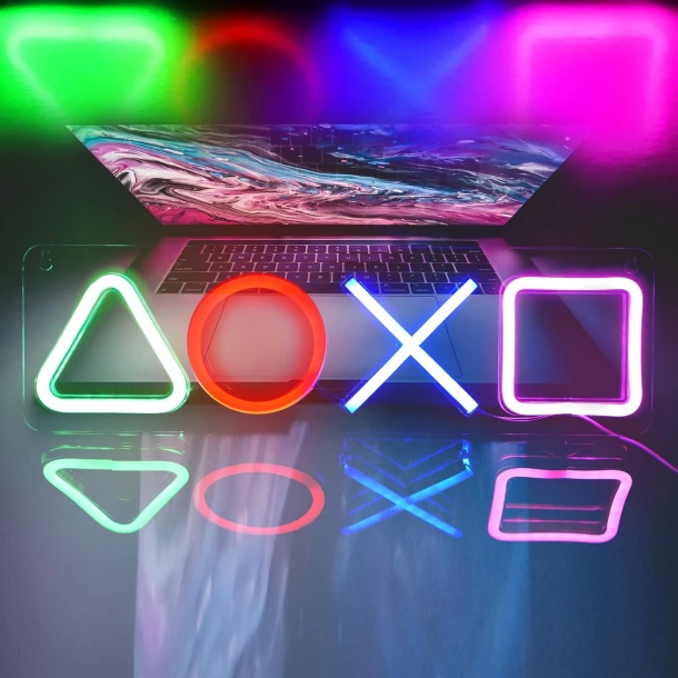 LED Neon Wall Sign PlayStation Symbols