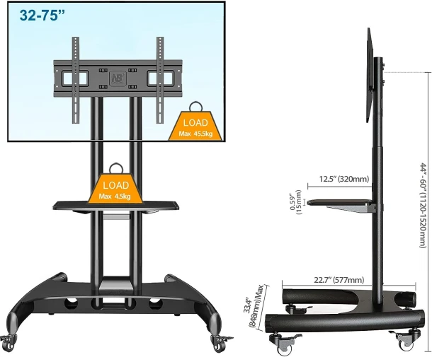 NB TV Cart Stand with Wheels AVA1500-60-1P