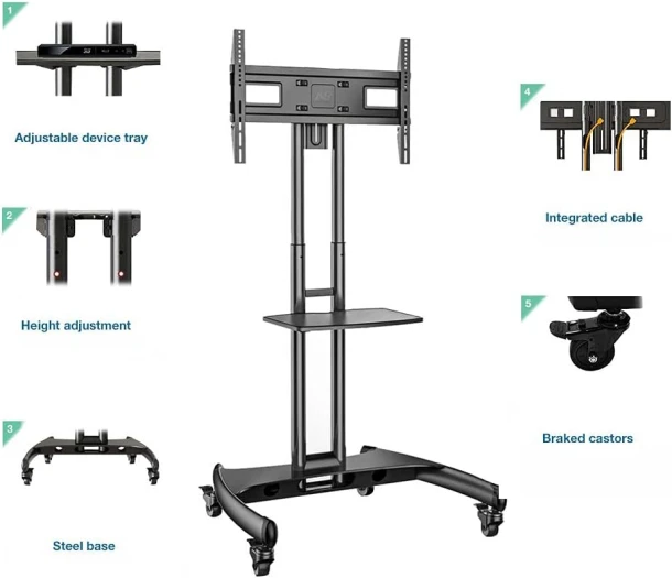 NB TV Cart Stand with Wheels AVA1500-60-1P